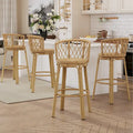 Light Brown Wicker Barstool, Boho Style, Set of 4 / Set of 2