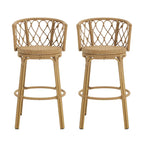 Light Brown Wicker Barstool, Boho Style, Set of 4 / Set of 2