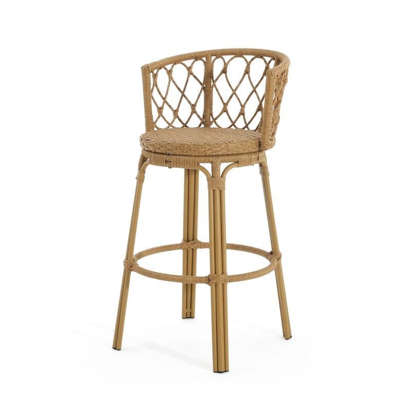 Light Brown Wicker Barstool, Boho Style, Set of 4 / Set of 2