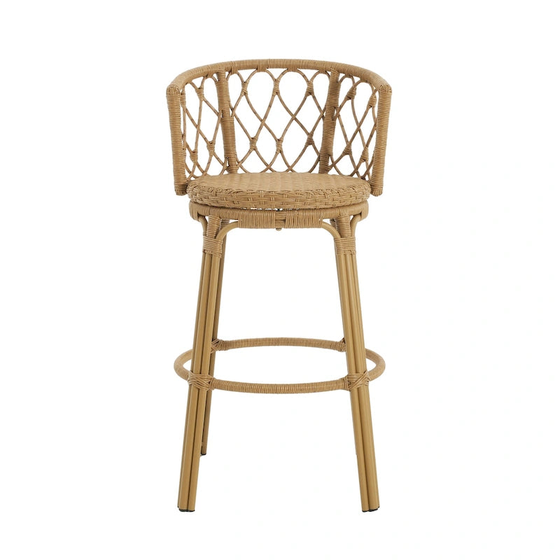 Light Brown Wicker Barstool, Boho Style, Set of 4 / Set of 2