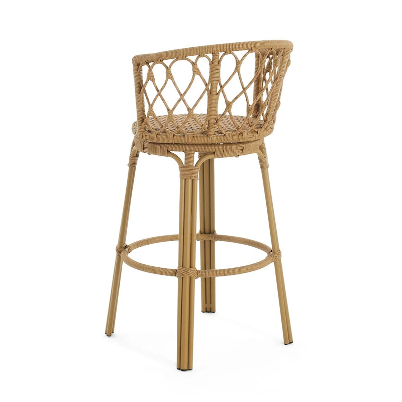 Light Brown Wicker Barstool, Boho Style, Set of 4 / Set of 2