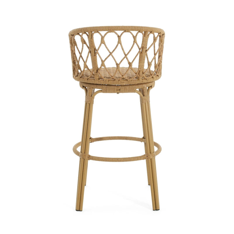 Light Brown Wicker Barstool, Boho Style, Set of 4 / Set of 2