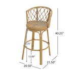 Light Brown Wicker Barstool, Boho Style, Set of 4 / Set of 2
