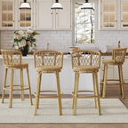 Light Brown Wicker Barstool, Boho Style, Set of 4 / Set of 2