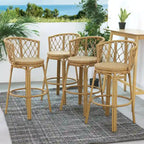 Light Brown Wicker Barstool, Boho Style, Set of 4 / Set of 2