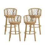 Light Brown Wicker Barstool, Boho Style, Set of 4 / Set of 2