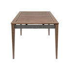 Brown & Gray Outdoor Dining Table, Rectangular Slatted Top, Woven Rope Apron, Seats 4