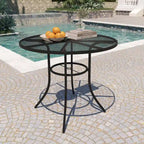 36 Square Patio Steel Mesh Dining Table with 1.9 Umbrella Hole