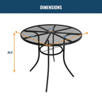 Black Round Steel Mesh Outdoor Bistro Table for 2, 36" Dia. with Umbrella Hole