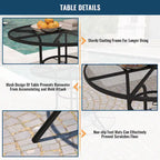 Black Round Steel Mesh Outdoor Bistro Table for 2, 36" Dia. with Umbrella Hole