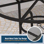 Black Round Steel Mesh Outdoor Bistro Table for 2, 36" Dia. with Umbrella Hole