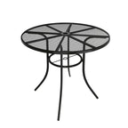 Black Round Steel Mesh Outdoor Bistro Table for 2, 36" Dia. with Umbrella Hole