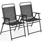 Black Foldable Outdoor Dining Chairs, Set of 2