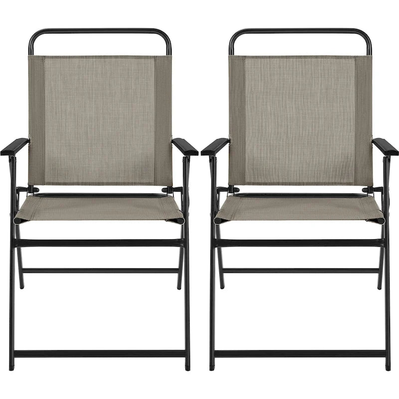 Black Foldable Outdoor Dining Chairs, Set of 2