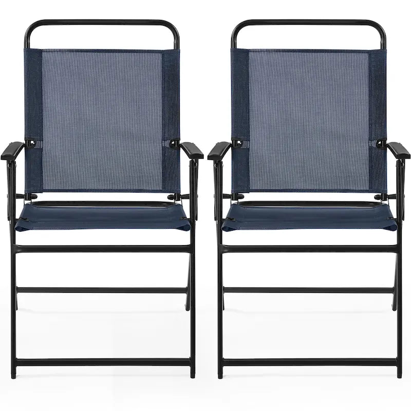 Black Foldable Outdoor Dining Chairs, Set of 2