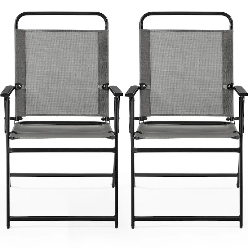 Black Foldable Outdoor Dining Chairs, Set of 2