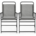 Black Foldable Outdoor Dining Chairs, Set of 2