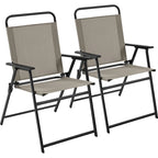 Black Foldable Outdoor Dining Chairs, Set of 2