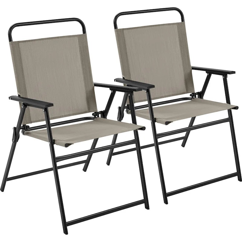Black Foldable Outdoor Dining Chairs, Set of 2