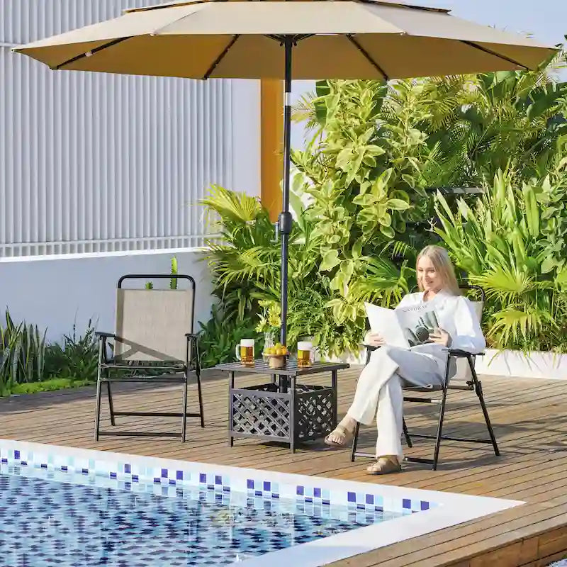 Black Foldable Outdoor Dining Chairs, Set of 2