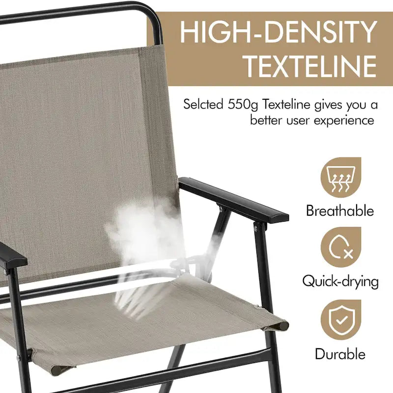 Black Foldable Outdoor Dining Chairs, Set of 2