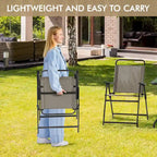 Black Foldable Outdoor Dining Chairs, Set of 2