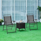 Black Foldable Outdoor Dining Chairs, Set of 2