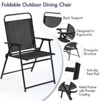 Black Foldable Outdoor Dining Chairs, Set of 2