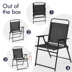 Black Foldable Outdoor Dining Chairs, Set of 2