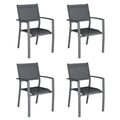 Grey/Khaki Stackable Outdoor Dining Armchair, Set of 4