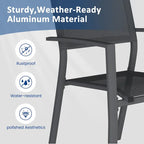 Grey/Khaki Stackable Outdoor Dining Armchair, Set of 4