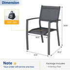 Grey/Khaki Stackable Outdoor Dining Armchair, Set of 4