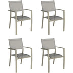 Grey/Khaki Stackable Outdoor Dining Armchair, Set of 4