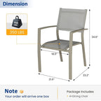 Grey/Khaki Stackable Outdoor Dining Armchair, Set of 4