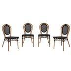 Black/Natural Frame Textilene Stackable Bistro Chair, Set of 4, Seats 4
