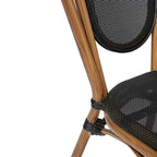 Black/Natural Frame Textilene Stackable Bistro Chair, Set of 4, Seats 4