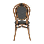 Black/Natural Frame Textilene Stackable Bistro Chair, Set of 4, Seats 4