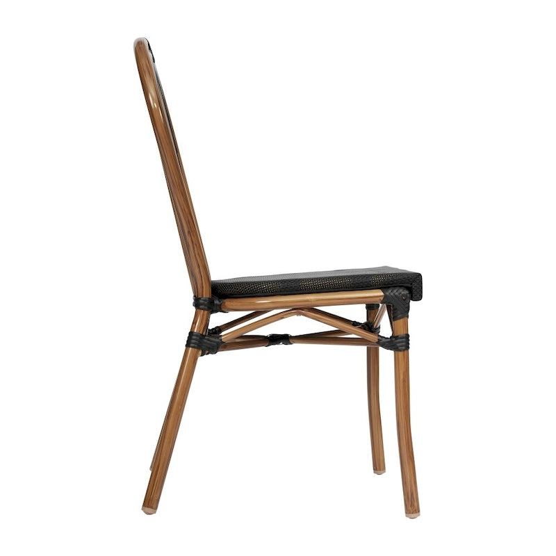 Black/Natural Frame Textilene Stackable Bistro Chair, Set of 4, Seats 4