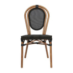 Black/Natural Frame Textilene Stackable Bistro Chair, Set of 4, Seats 4