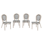 Black/Natural Frame Textilene Stackable Bistro Chair, Set of 4, Seats 4