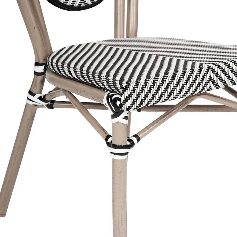 Black/Natural Frame Textilene Stackable Bistro Chair, Set of 4, Seats 4