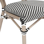 Black/Natural Frame Textilene Stackable Bistro Chair, Set of 4, Seats 4