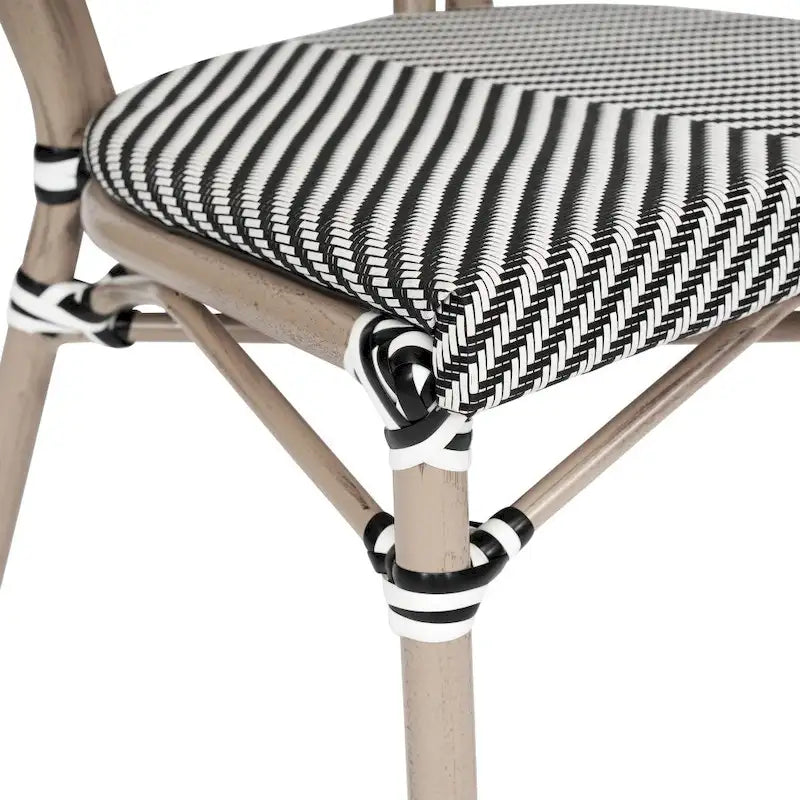 Black/Natural Frame Textilene Stackable Bistro Chair, Set of 4, Seats 4