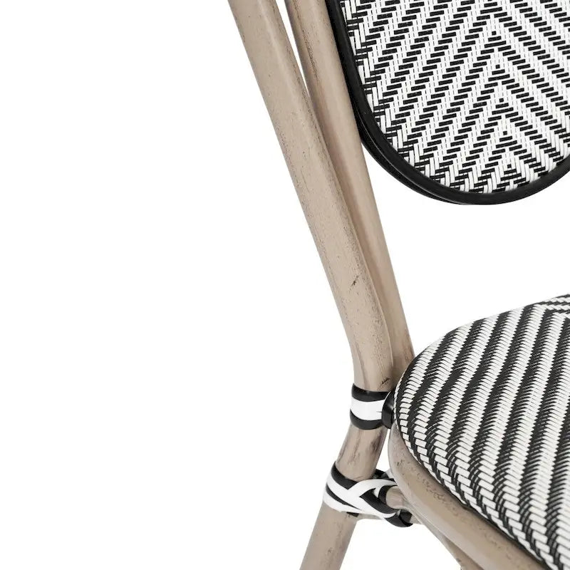 Black/Natural Frame Textilene Stackable Bistro Chair, Set of 4, Seats 4