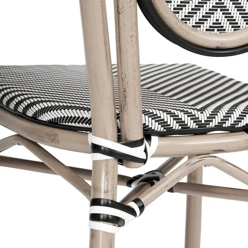 Black/Natural Frame Textilene Stackable Bistro Chair, Set of 4, Seats 4