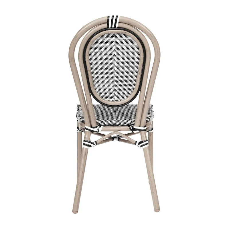 Black/Natural Frame Textilene Stackable Bistro Chair, Set of 4, Seats 4
