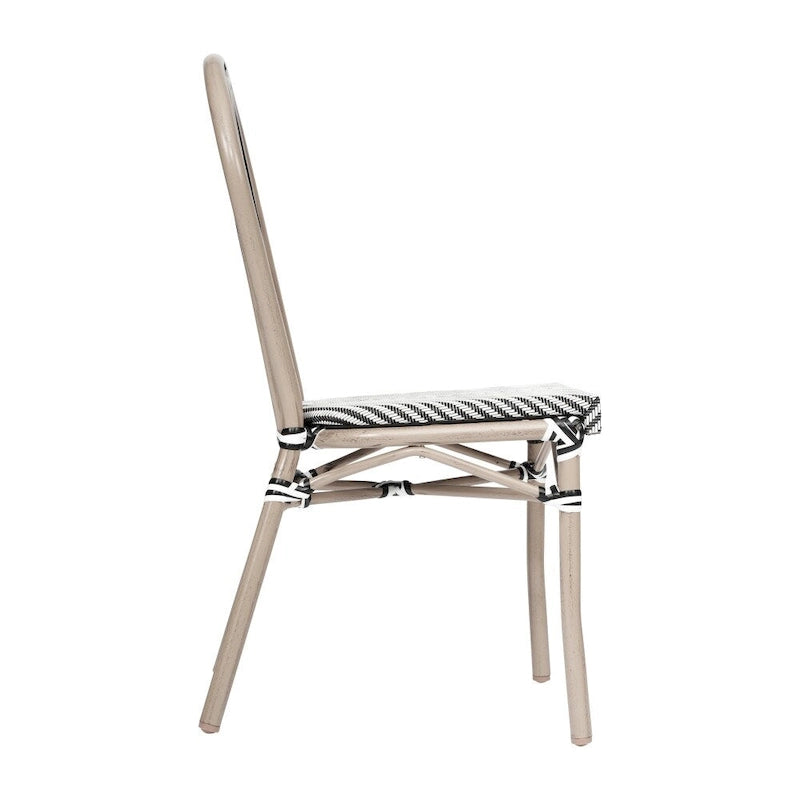 Black/Natural Frame Textilene Stackable Bistro Chair, Set of 4, Seats 4