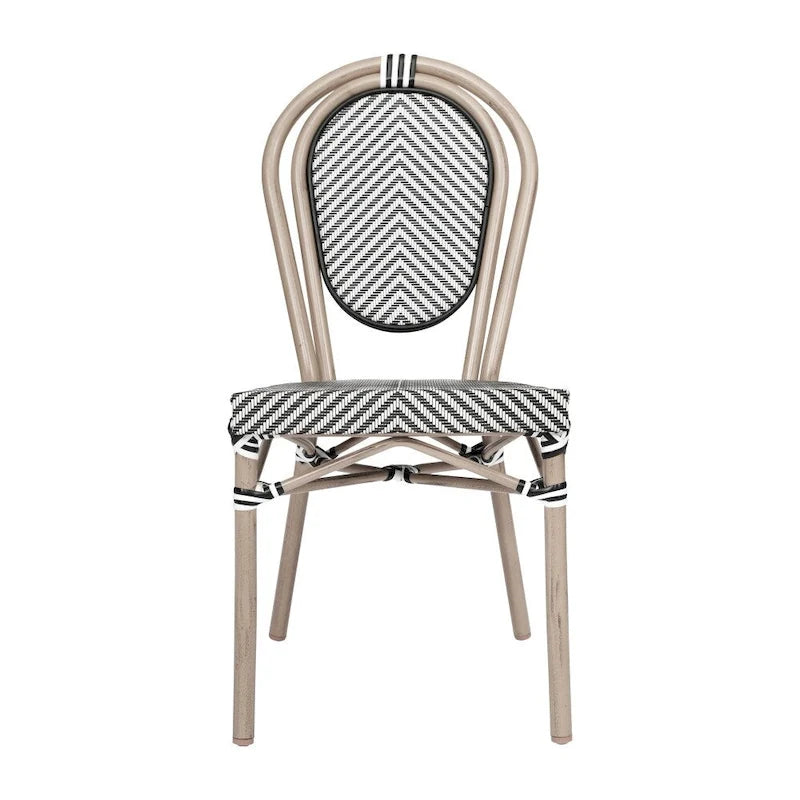 Black/Natural Frame Textilene Stackable Bistro Chair, Set of 4, Seats 4