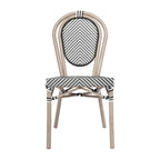 Black/Natural Frame Textilene Stackable Bistro Chair, Set of 4, Seats 4