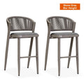 Outdoor Bar Height Stool with Cushion, Set of 2 (Stone Gray / Dark Gray / Brown / White)